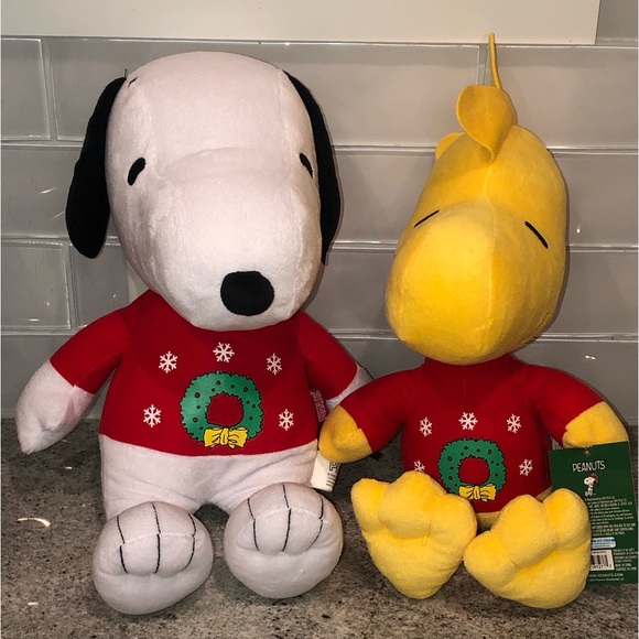 ✨NWT✨ Peanuts Snoopy & Woodstock Christmas Holiday Plush Doll Set - Picture 1 of 4